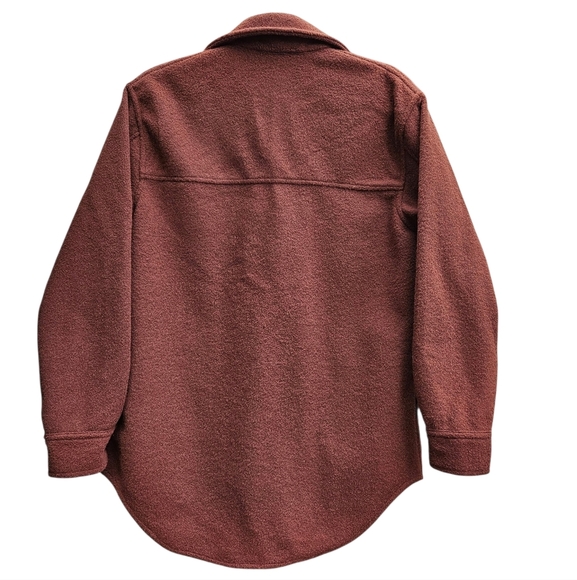Women's NWT Joie Caramel Chocolate Brown Fleece Shacket Button Front Pockets S P - Picture 2 of 11
